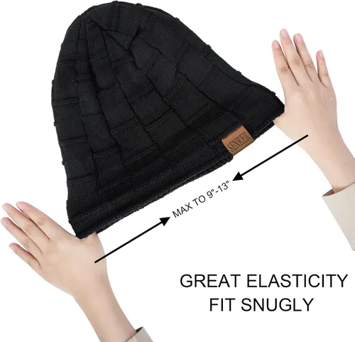 Vista 5 de Slouchy Beanie Knit Winter Hats for Men and Women Fleece Lined Warm Thick Baggy Long Oversized Skull Cap