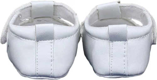 Vista 4 de Zapatos de cuna Mary Jane de piel sintética blanca con detalles de perforación