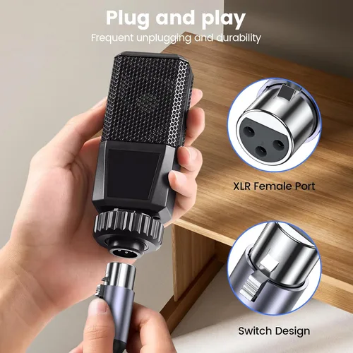 Vista 5 de MOSWAG Cable XLR a 0.138 in de 3 pies, cable hembra de 1/8 pulgadas a XLR, cable TRS de 1/8 pulgadas a micrófono hembra de 3 pines, estéreo