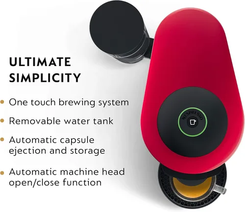 Vista 5 de Nespresso VertuoPlus - Máquina de café y espresso de De'Longhi con espumador de leche Aeroccino, color rojo cereza