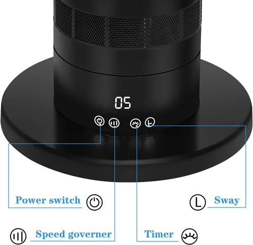 Vista 6 de Simple Deluxe Ventilador de torre portátil sin aspas, 10 ajustes de velocidad, cierre de temporizador de 10 horas, bajo ruido, ligero, 24 pulgadas