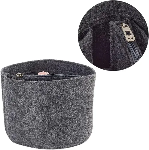 Vista 4 de WADORN Inserto organizador de bolso de fieltro, forro de inserción de bolso para LV Cannes, organizador de bolsa redonda con forma de barril, bolsa