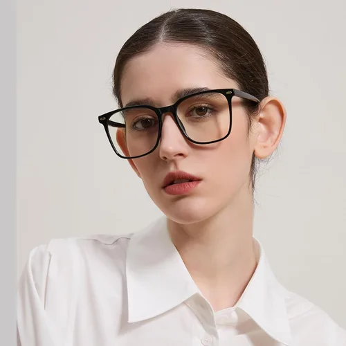 Vista 2 de Gafas cuadradas de gran tamaño con bloqueo de luz azul para mujeres y hombres, antifatiga para monitor de computadora, reducen la fatiga ocular
