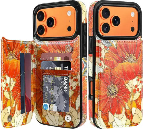 Vista 15 de Bizzib Funda tipo cartera para iPhone 17e con tarjetero, piel sintética de alta calidad, ranuras para tarjetas, protección contra caídas, a prueba