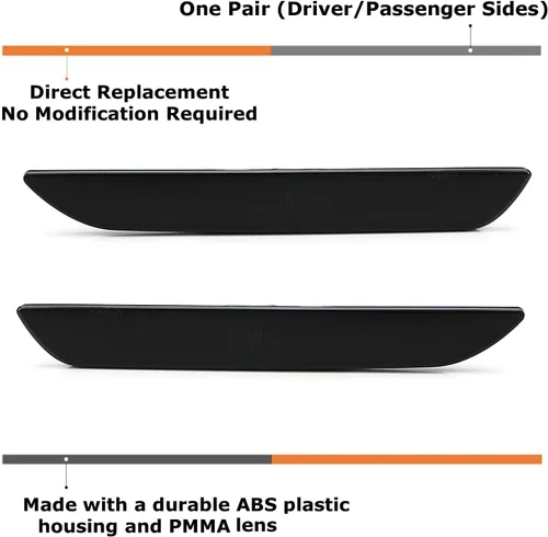 Vista 2 de iJDMTOY Carcasa de la lámpara de marcador lateral trasera con lente ahumada negra compatible con Ford Mustang 2015-2023