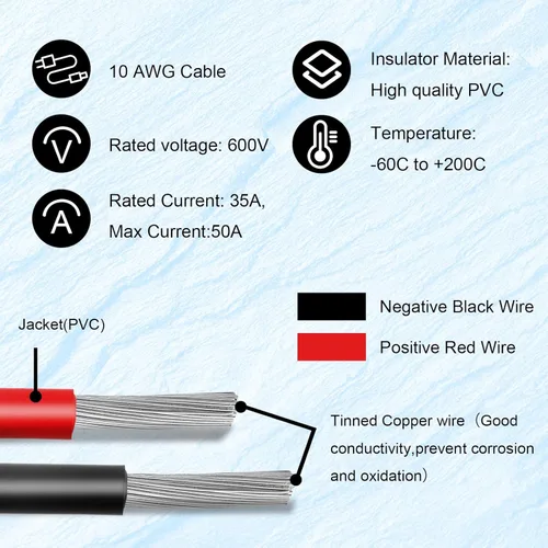 Vista 2 de 2 piezas de 1 pie de cable adaptador de panel solar a SAE - Cable de extensión de conector SAE 10AWG para kit de cargador de batería de panel solar