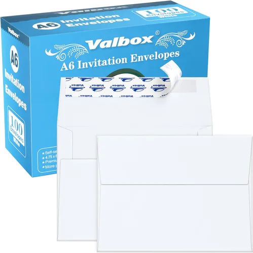 Vista 8 de ValBox Sobres de invitación A1, 100 unidades – 3.5 x 5 pulgadas, sobres marrones autosellantes para invitaciones, bodas, baby shower, tarjetas