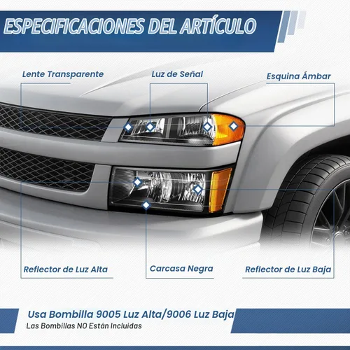 Vista 2 de Auto Dynasty Conjunto de 4 faros delanteros y lámparas de parachoques compatibles con Chevy Colorado GMC Canyon 2004-2012 Isuzu i-290 i-370 Negro