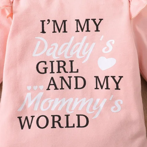 Vista 2 de Edelqual Conjunto de 3 piezas de ropa para bebé niña recién nacida, mameluco de corazón, pantalones, diadema
