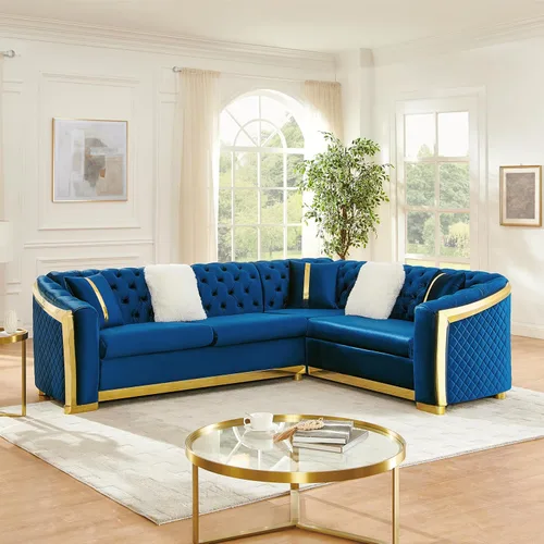 Vista 24 de KEIKI - Juego de sofá de lujo Chesterfield de 2 piezas con 2 sofás de terciopelo de 3 plazas extragrandes, juego de sofá acolchado moderno de 6