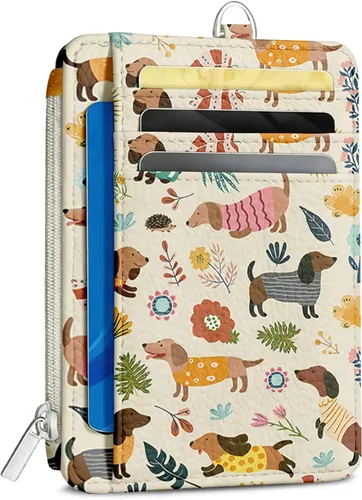 Vista 29 de Cartera delgada para mujer - Soporte para tarjetas de crédito con bloqueo RFID, cartera de piel sintética con ventana de identificación y bolsillo