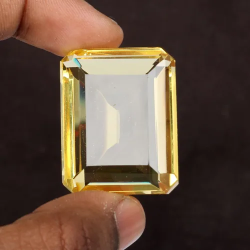 Vista 3 de REAL-GEMS Piedras preciosas sueltas de citrino amarillo brasileño facetadas cuadradas y corte esmeralda citrino amarillo para hacer joyas