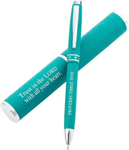 Vista 6 de Christian Art Gifts Bolígrafo de Punta de Bola Mediano Premium Retráctil con Escrituras Bíblicas en Estuche Protector Marrón para Hombres y Mujeres
