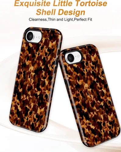 Vista 231 de Jusy Funda compatible con MagSafe con estampado de caparazón de tortuga marrón para iPhone 7/8/SE, cubierta protectora de TPU suave magnética