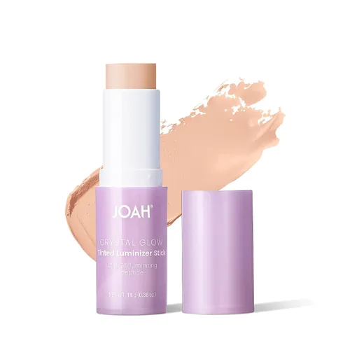 Vista 5 de JOAH Crystal Glow - Lápiz luminizador tintado, resaltador de maquillaje coreano multitarea y barra bronceadora, fórmula personalizable para un Feria