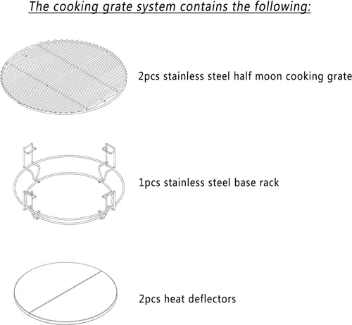 Vista 4 de Sistema de cocción Only Fire apto para Big Green Egg grande, Kamado Joe Classic, Large Grill Dome y otras parrillas Kamado