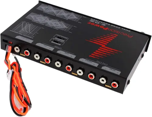 Vista 2 de Precision Power Ecualizador gráfico de doble zona de 7 bandas E.DZ con entrada auxiliar y control de subwoofer independiente