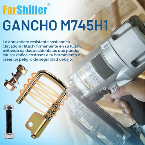 Vista 2 de M745h1 para Hitachi NR83A2 NR90AE Gancho de rafter con resorte/Percha retráctil para pistola de uñas (paquete de 2)