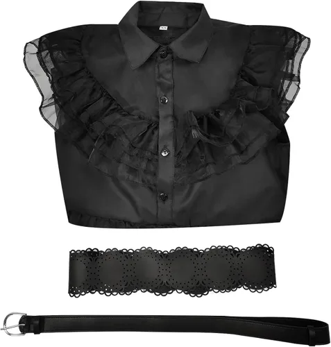 Vista 2 de WPOYM Wednesday Addams - Disfraz de niña para niños, disfraz de la familia Addams, vestido de fiesta para Halloween