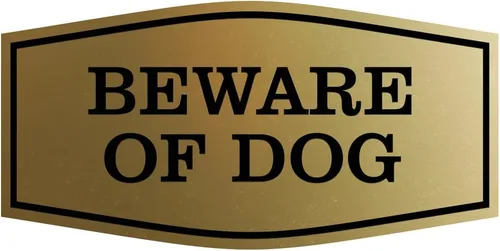 Vista 48 de All Quality Fancy Beware of Dog Letrero Material duradero Señales de seguridad para el hogar Fácil de instalar (negro/oro), mediano, 1 paquete