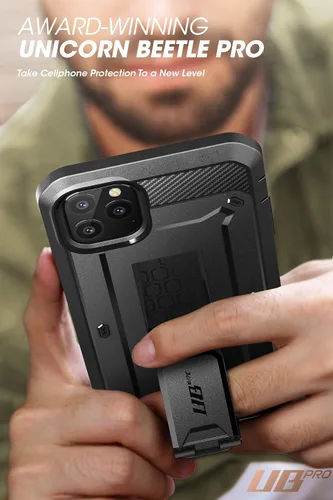 Vista 8 de SUPCASE Funda para iPhone 11 Pro Max con protector de pantalla (Unicorn Beetle Pro), [soporte integrado y clip para cinturón] Funda protectora Negro