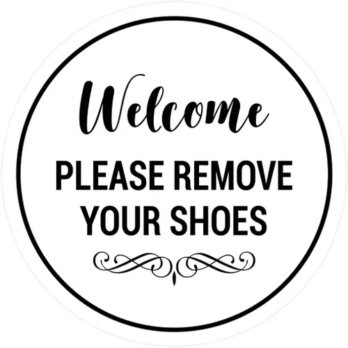 Vista 18 de Signs ByLITA Circle Welcome Please Remove Your Shoes Sign, Negro