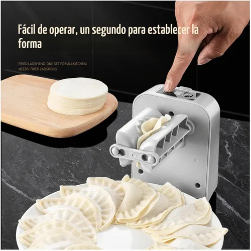 Vista 3 de Máquina Prensadora de Dumplings Eléctrica Automática - Ajustable y Fácil de Operar, Con Cuchara y Cepillo - Para Hacer Masa en la Cocina del Hogar