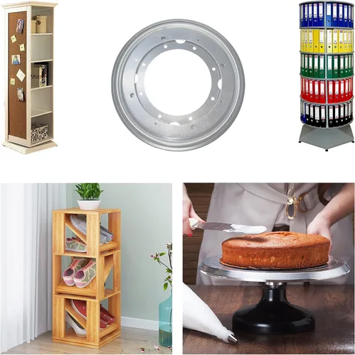 Vista 7 de Lazy Susan Hardware - Juego de 2 rodamientos giratorios de 9 pulgadas de grosor, capacidad de carga de 750 libras, base giratoria para mesa