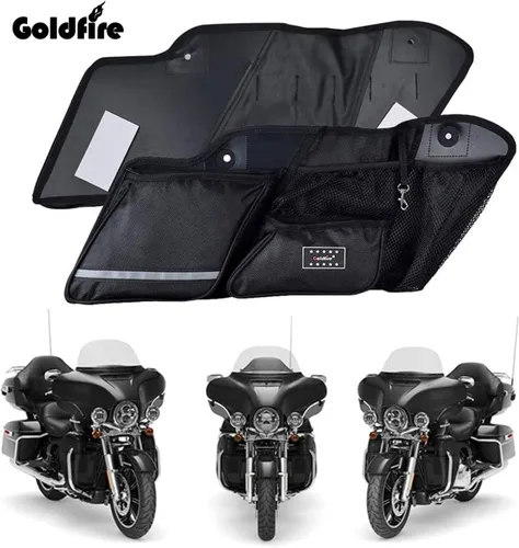 Vista 2 de Goldfire Organizador de alforjas Harley para bolsa de sillín Harley, organizador de herramientas lateral, bolsa de almacenamiento para Touring Road