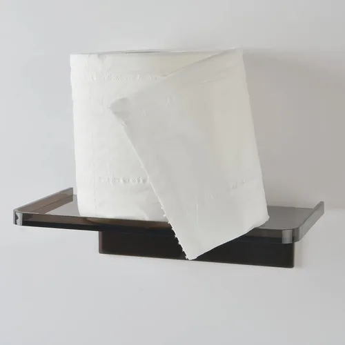Vista 4 de Estante de pared adhesivo – Pequeño estante de acrílico transparente adhesivo montado en la pared, estantes para teléfono, estante de toallitas