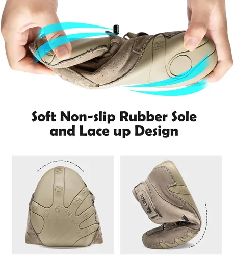 Vista 3 de JishinGal Botines Chukka casuales de gamuza con cordones para hombre, botas altas hechas a mano, zapatos deportivos para caminar al aire libre, sin