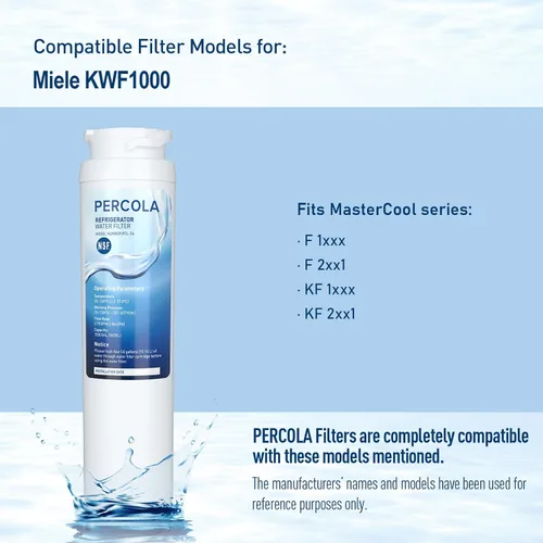 Vista 3 de Filtro de agua KWF1000, certificado NSF 42 y 372, repuesto para Miele 11513640 KWF1000 Filtro de agua transparente intensivo para electrodomésticos