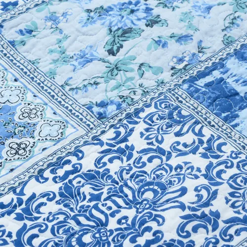 Vista 4 de NEWLAKE Fundas de almohada decorativas de algodón de estilo bohemio clásico azul (2 piezas, 18 x 18 pulgadas)