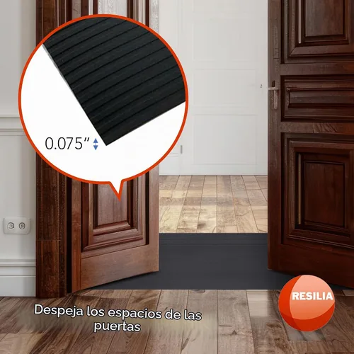 Vista 9 de RESILIA Tapete de piso de plástico negro - Vinilo impermeable con nervadura ancha en relieve, alfombrilla protectora resistente para suelos