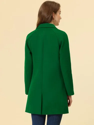 Vista 4 de Allegra K Abrigos de invierno con solapa muesca y doble botonadura para mujer