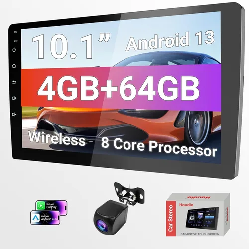 Vista 9 de Haudio Estéreo de auto con Android de 9 pulgadas, doble Din, CarPlay inalámbrico y Android Auto, pantalla táctil universal estéreo para automóvil