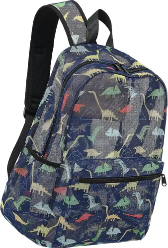 Vista 7 de CAMTOP Mochila de malla para niños y niñas, mochila transparente para preescolar, mochila casual para escuela, playa, viajes, deportes, Azul