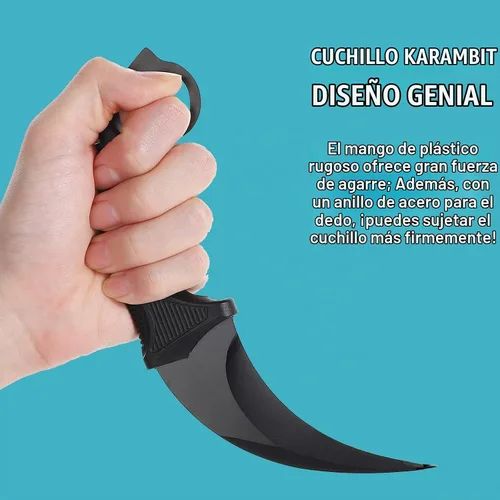 Vista 3 de 2 Piezas Cuchillo Karambit de Hoja Fija, Herramienta Táctica de Acampada, Cuchillo de Caza al Aire Libre con Funda y Cordón, Adecuado para Negro