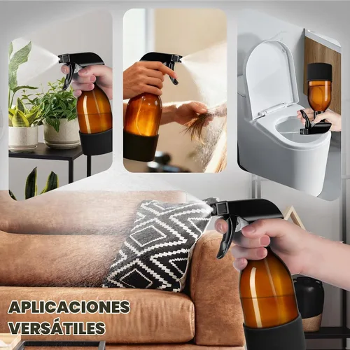 Vista 7 de Tecohouse Botellas de spray de vidrio ámbar de 360° 8 oz con funda