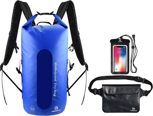 Vista 9 de Freegrace - Juego de 3 bolsas secas impermeables, bolsa seca con 2 cierres y correa de hombro desmontable; bolsa de cintura y funda para teléfono