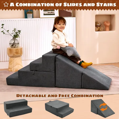 Vista 16 de jela Juego de bloques de escalada para interiores, bloques de escalada de espuma suave y seguros con escaleras deslizantes, juguetes de bloques