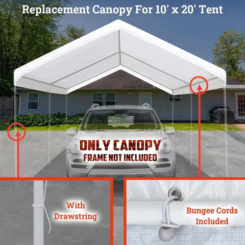 Vista 8 de BenefitUSA Muli-ti - Toldo de repuesto para cochera, cubierta de lona con cuerdas elásticas de bola, toldo con borde (10 x 20 pies)