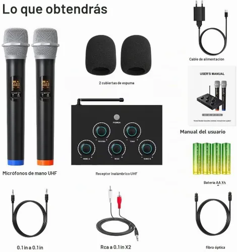Vista 7 de DIGITNOW! Set de sistema de micrófono mezclador de karaoke portátil, con micrófono inalámbrico UHF dual, HDMI-ARC/Óptico/AUX e HDMI