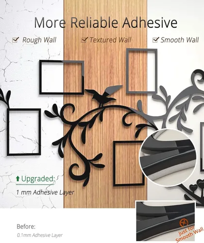 Vista 4 de DecorSmart Marco de fotos de árbol familiar de amor, collage extraíble 3D DIY acrílico decoración de pared pegatinas con cita inspiradora para sala