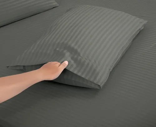 Vista 4 de ROYALE LINENS Juego de sábanas de 3 piezas individual XL, microfibra suave cepillada de 1800, 1 sábana bajera, 1 sábana encimera, 1 funda de Stripe