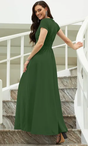 Vista 4 de KOH KOH Vestido de cóctel sexy de manga corta con cuello en V para mujer