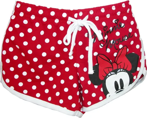 Vista 3 de Disney Junior - Pantalón corto de Minnie Mouse para mujer, diseño de lunares rojos, Rojo