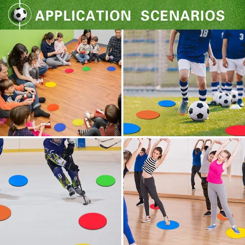 Vista 6 de Marcadores de punto de polietileno de 9 pulgadas, de goma antideslizante, marcadores de entrenamiento de agilidad, puntos de piso, conos de campo