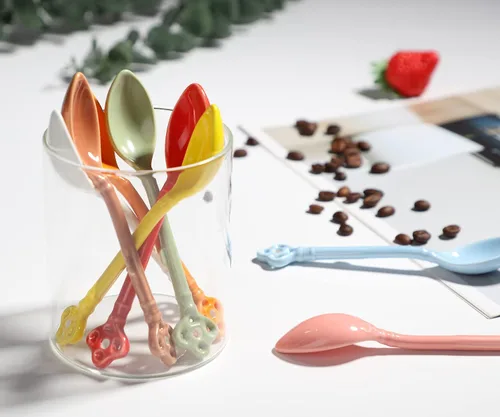Vista 8 de Juego de 6 cucharas demitasse de cerámica para café, postre, té, helado