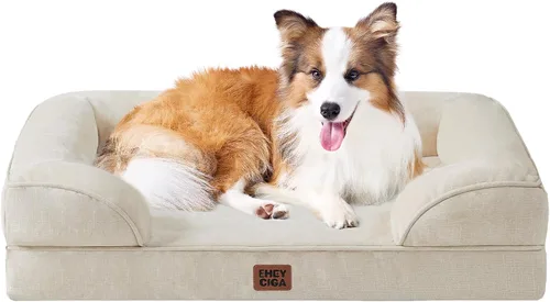 Vista 106 de EHEYCIGA – Cama ortopédica impermeable para perros pequeños, de espuma viscoelástica tipo caja de huevos, con bordes elevados y base antideslizante